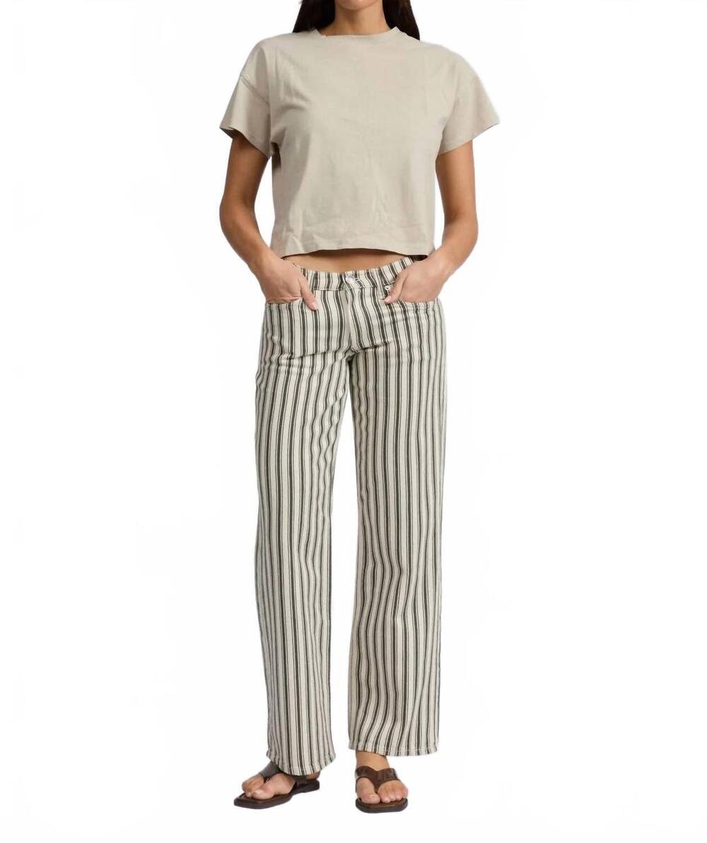 NEW RAG & BONE ultra featherweight linen cam pant in green stripe
